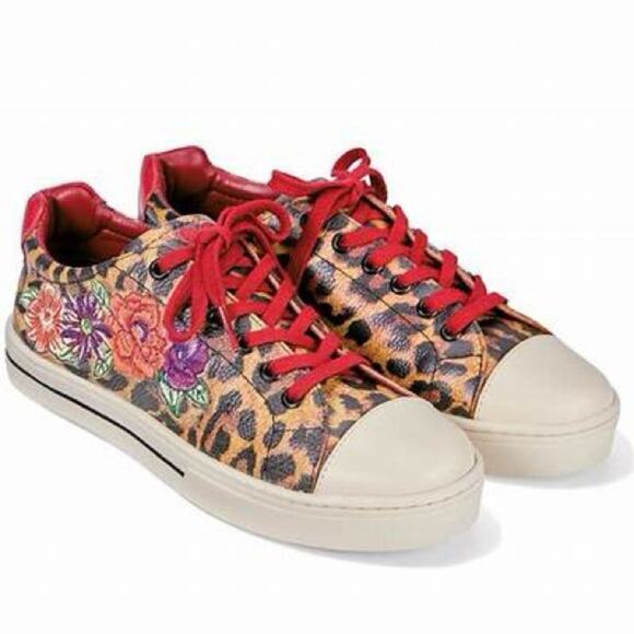 Brighton UPTOWN SPOTS Leopard Leather Sneakers Size 10 - Picture 4 of 12